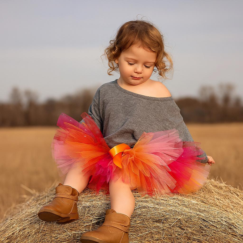 Sunset Tutu Skirt in Orange, Red & Pink Sparkle