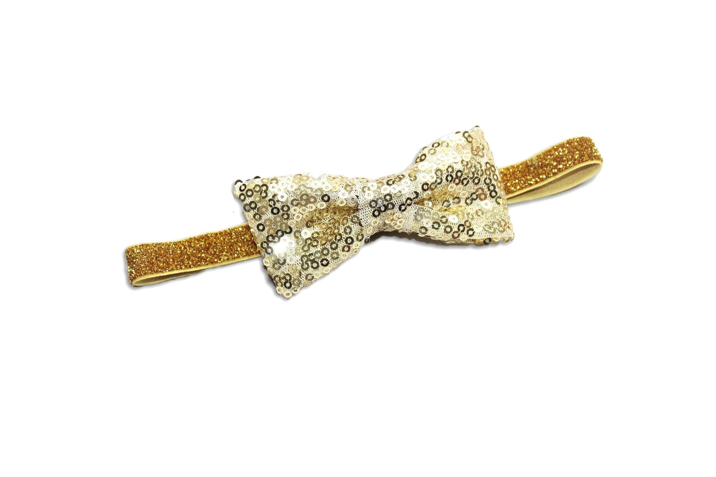 Girls Gold Sequin Bow Headband