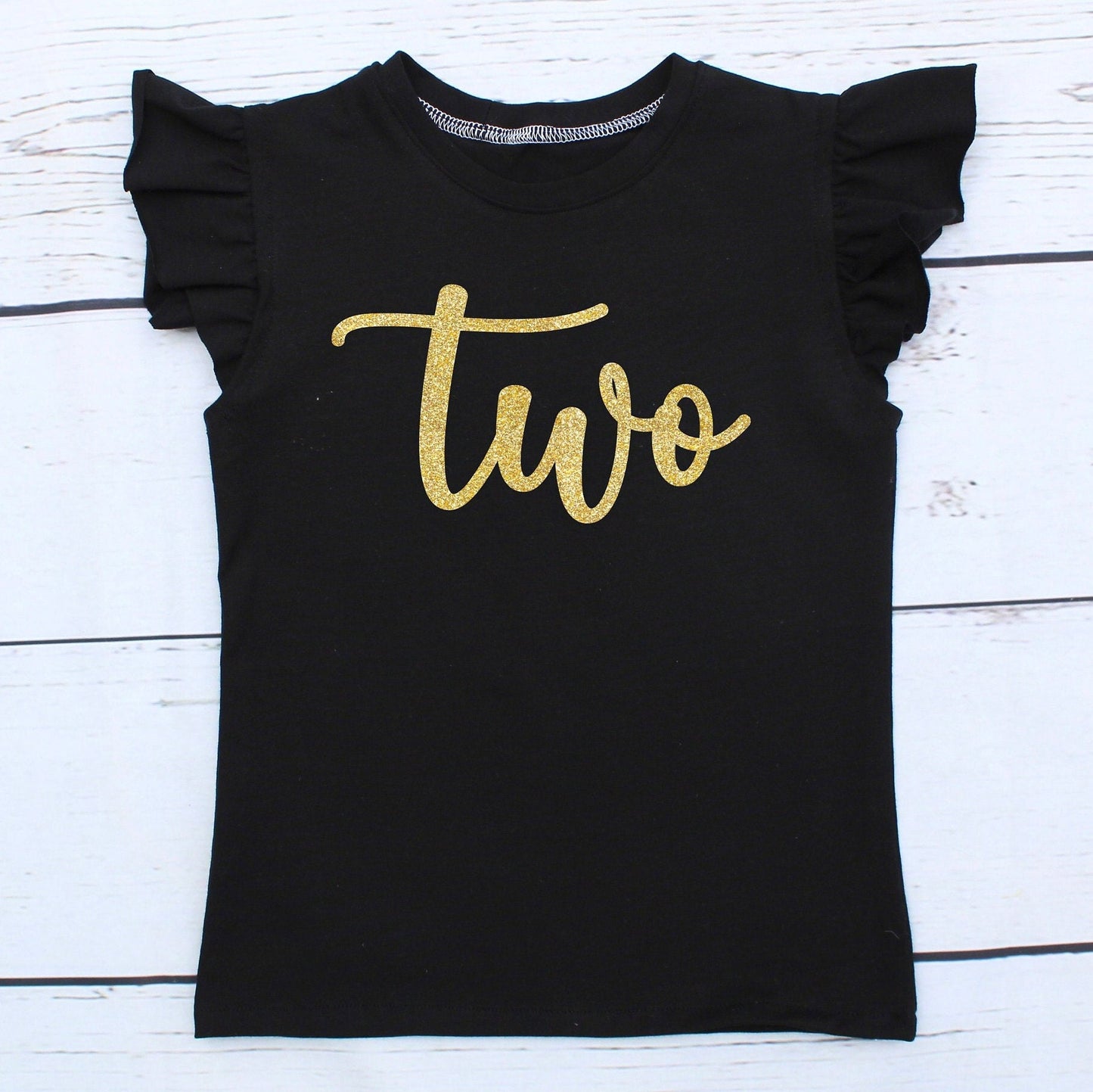 Girls 2nd Birthday T-Shirt in Black and Gold
