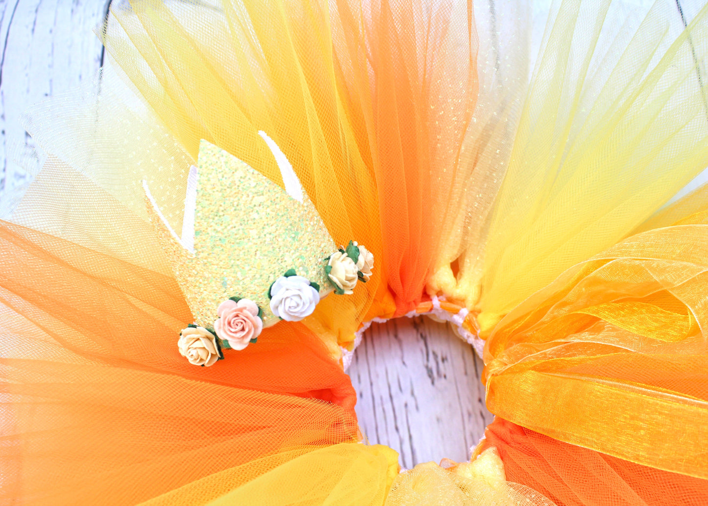 Tutu Skirt for Girls in Orange & Yellow Ombre
