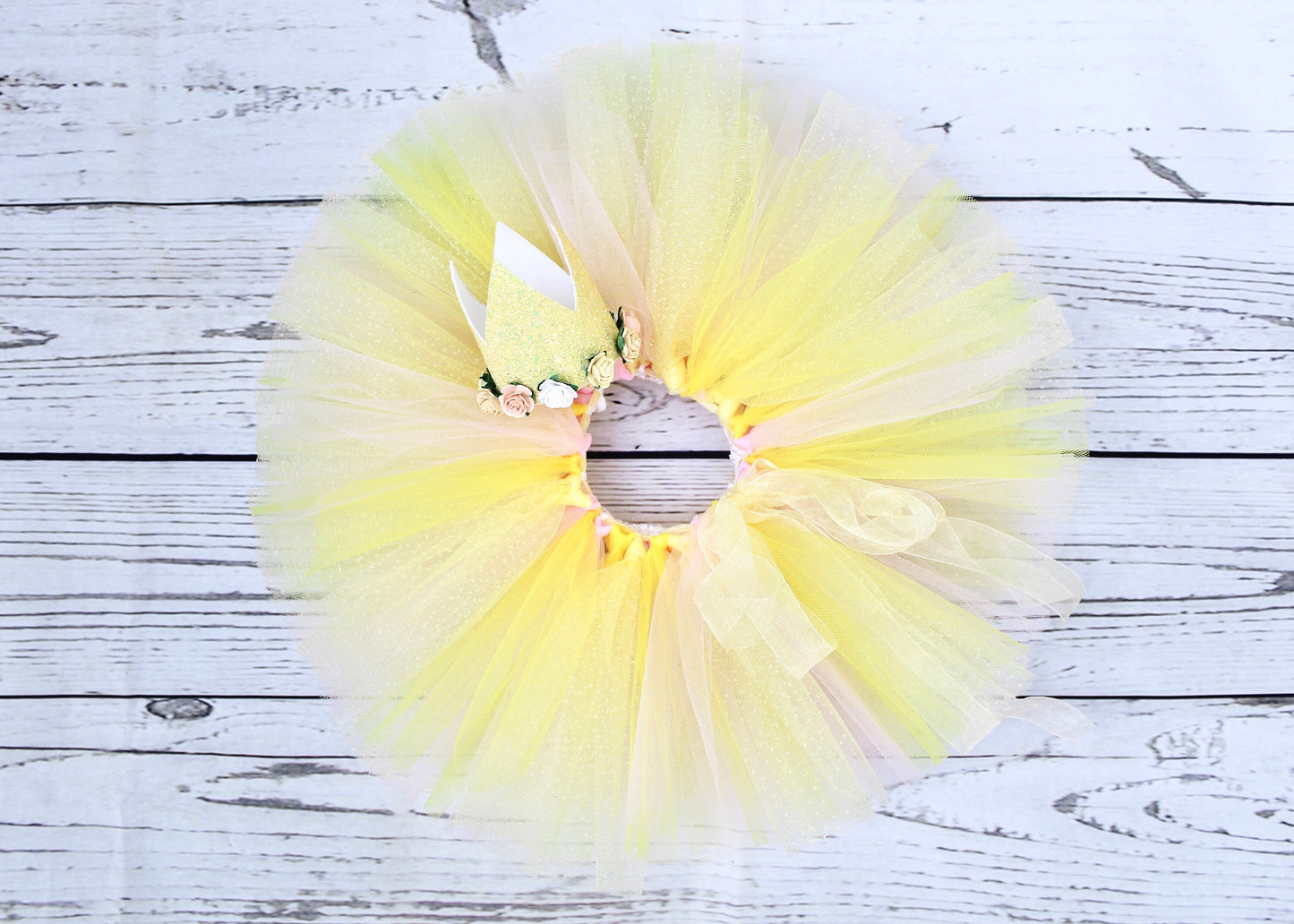 Yellow & Pink Pastel Girls 1st Birthday Outfit