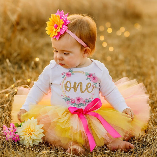 Pink & Yellow 1st Birthday Tutu Outfit