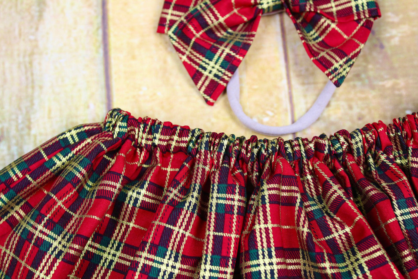 Personalised Girls Red Tartan Christmas Outfit
