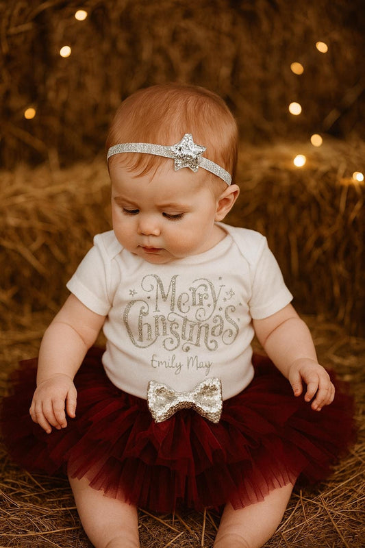 Merry Christmas Red Ruffle Skirt & Bodysuit Set