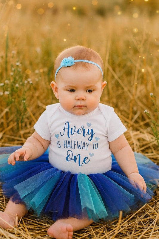 Half Birthday Blue & Teal Tutu Set