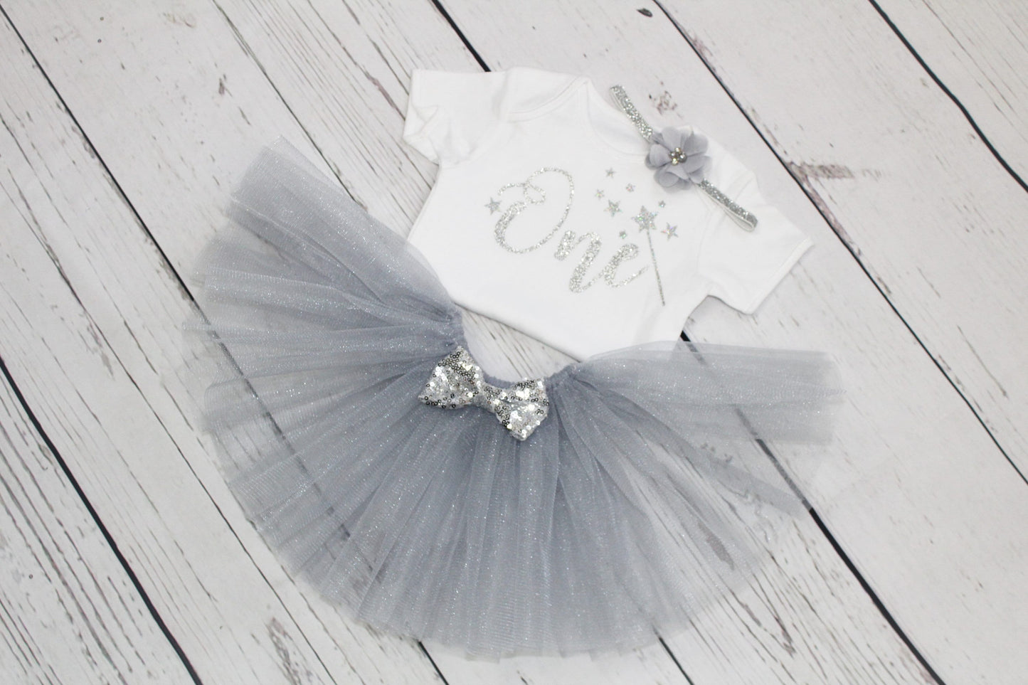 Grey Winter Wonderland 1st Birthday Outfit