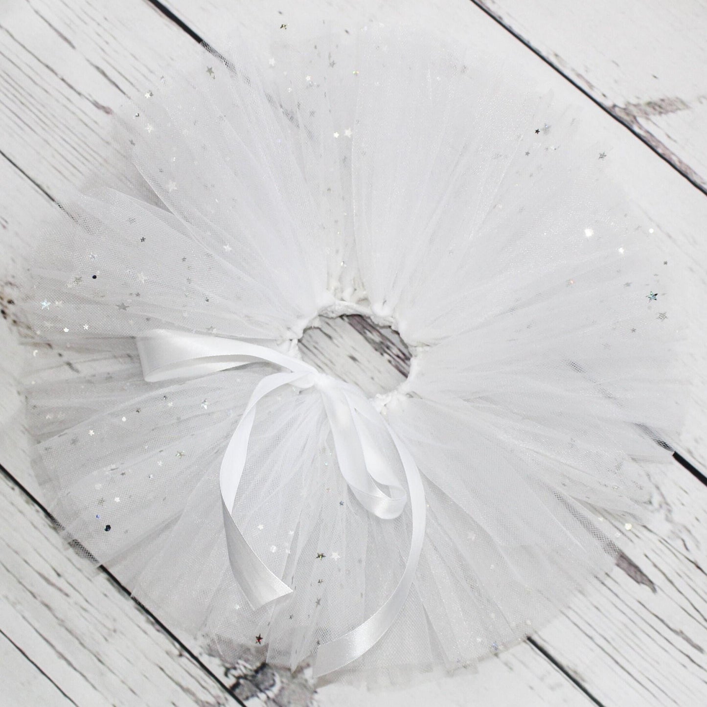 Sparkly White Tulle Tutu Skirt