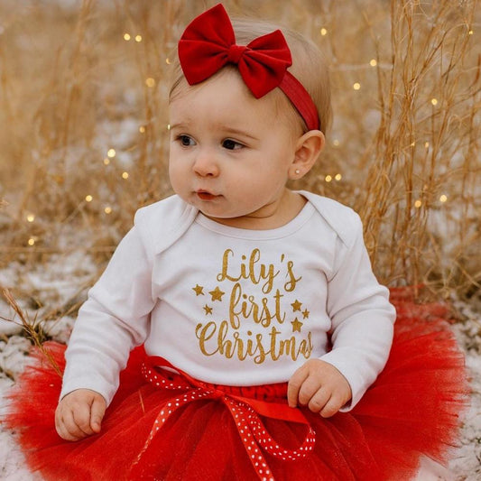 Baby Girls First Christmas Bodysuit & Tutu Set