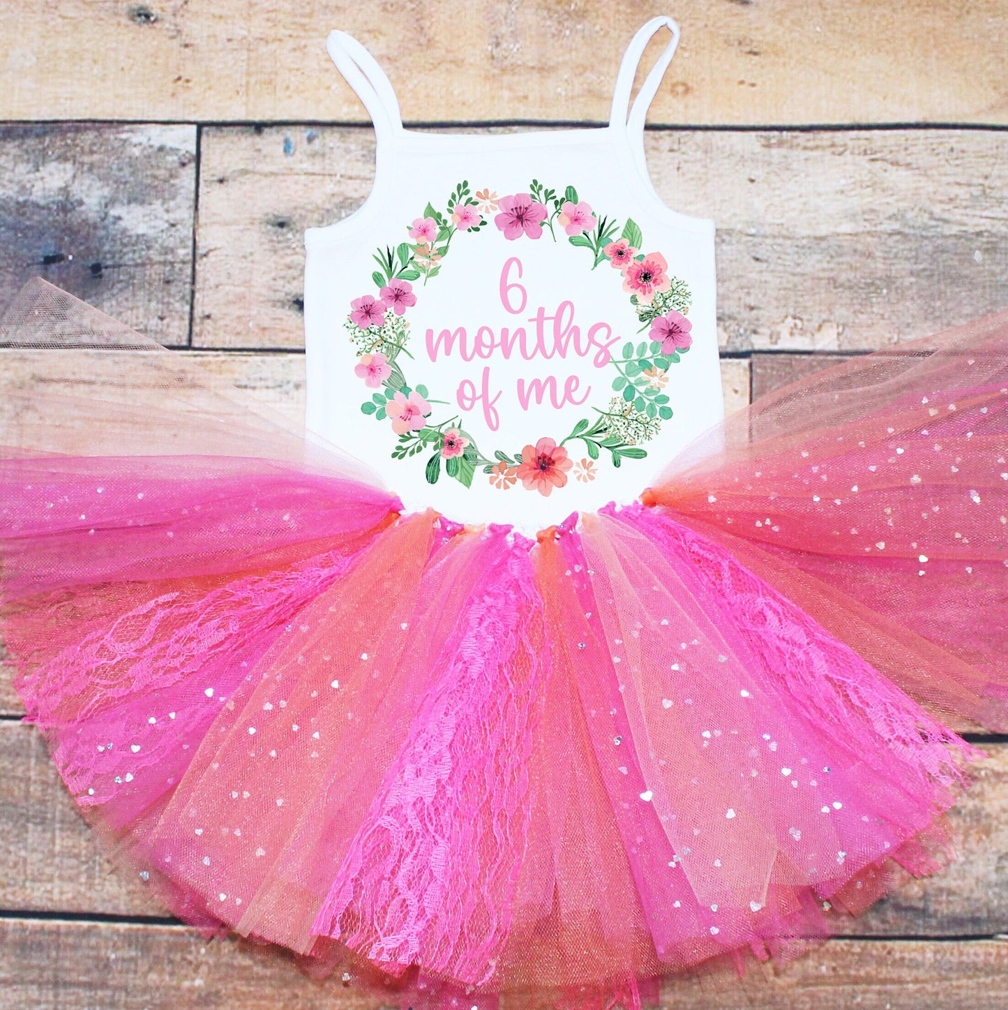 Half Birthday Outfit in Pink & Orange