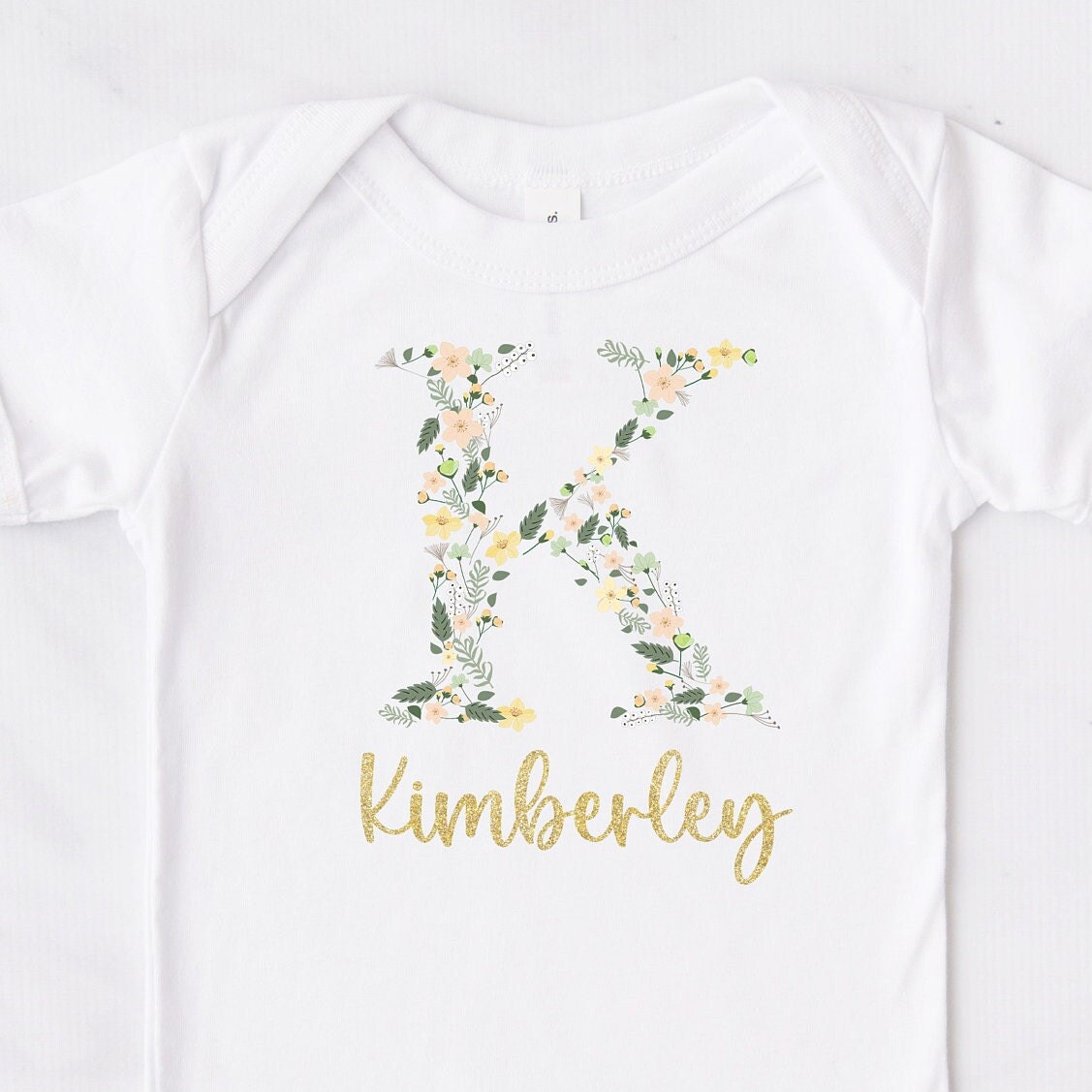 Personalised Floral Initial Bodysuit