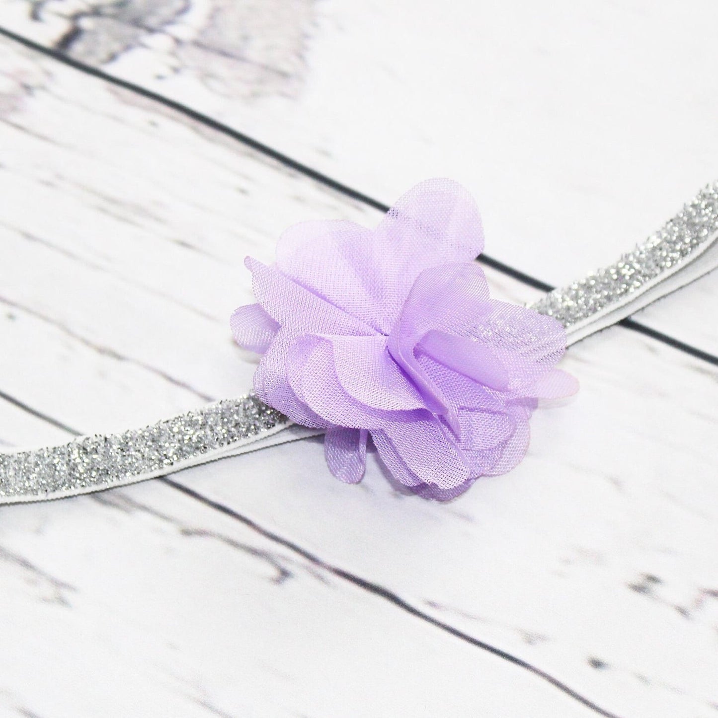 Girls Silver & Lilac Flower Headband