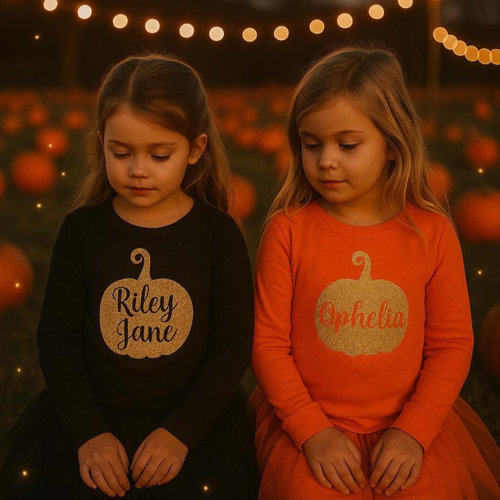 Personalised Pumpkin Halloween Top for Girls