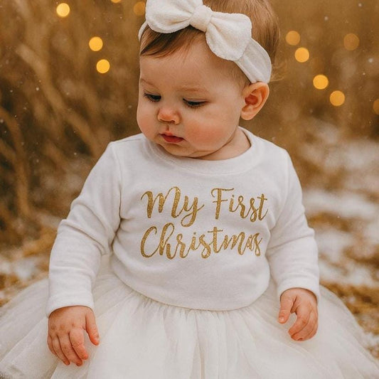 First Christmas T-Shirt in Gold Glitter