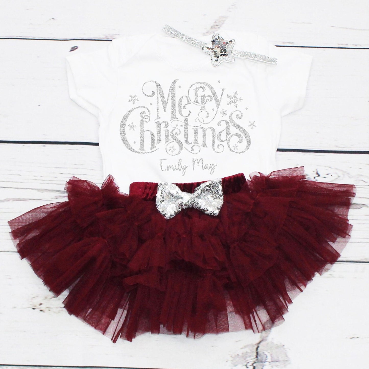 Merry Christmas Red Ruffle Skirt & Bodysuit Set