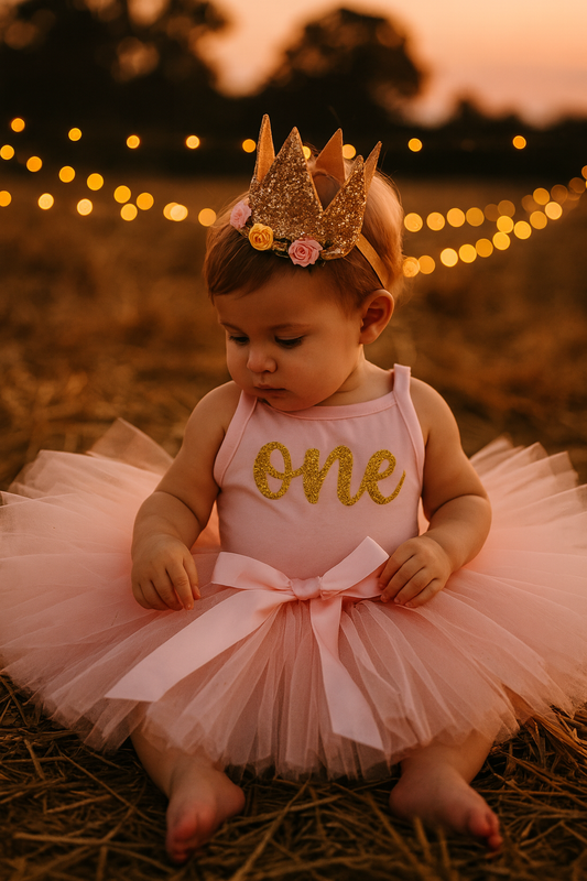 Pink & Gold Sparkly 1st Birthday Tutu Outfit