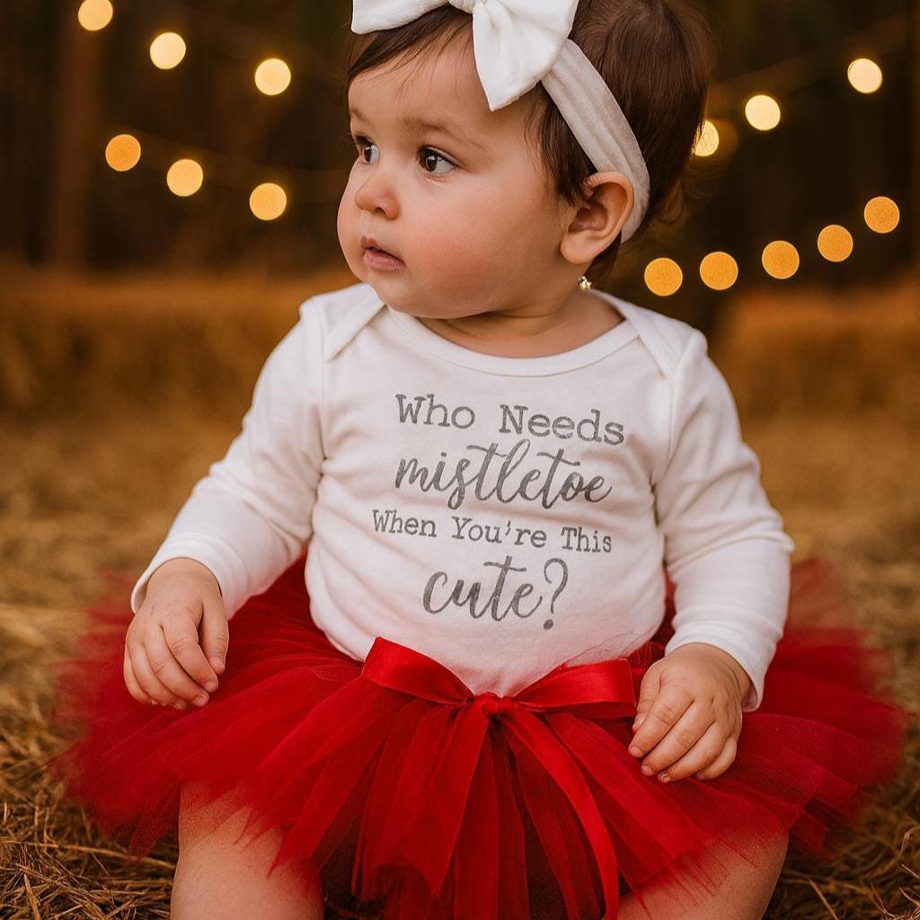 Red Mistletoe First Christmas Outfit
