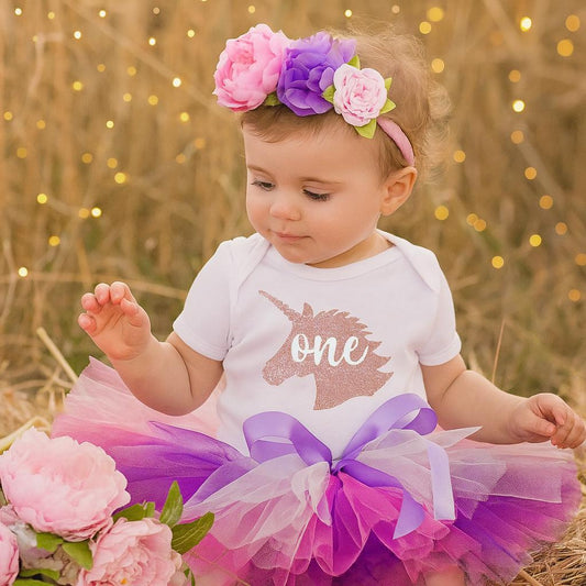 Unicorn First Birthday Pink & Purple Tutu Set