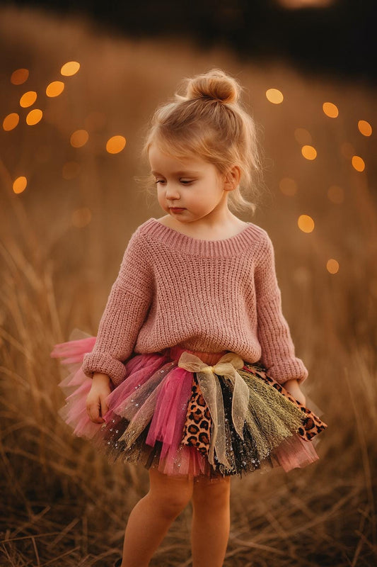 Girls Pink Leopard Tutu Skirt