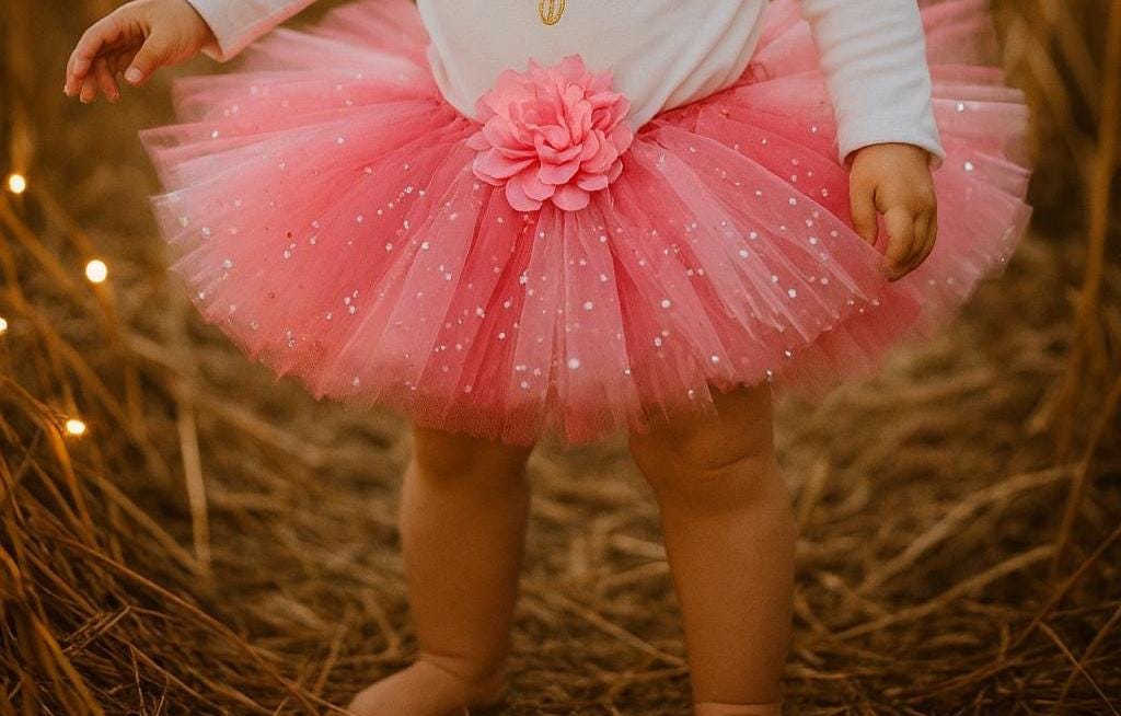 Personalised Girls 1st Birthday Pink Sparkle Tutu Outfit
