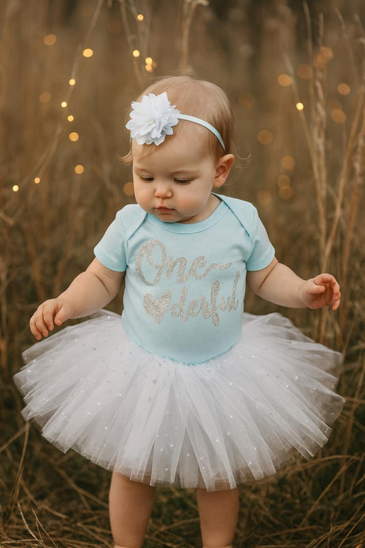 One-derful Blue White & Silver Tutu Set