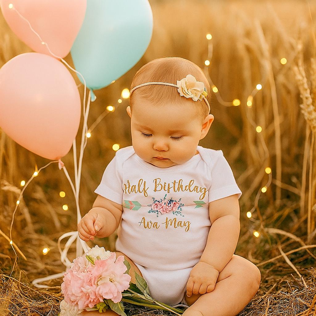 Gold & Mint Half Birthday Bodysuit