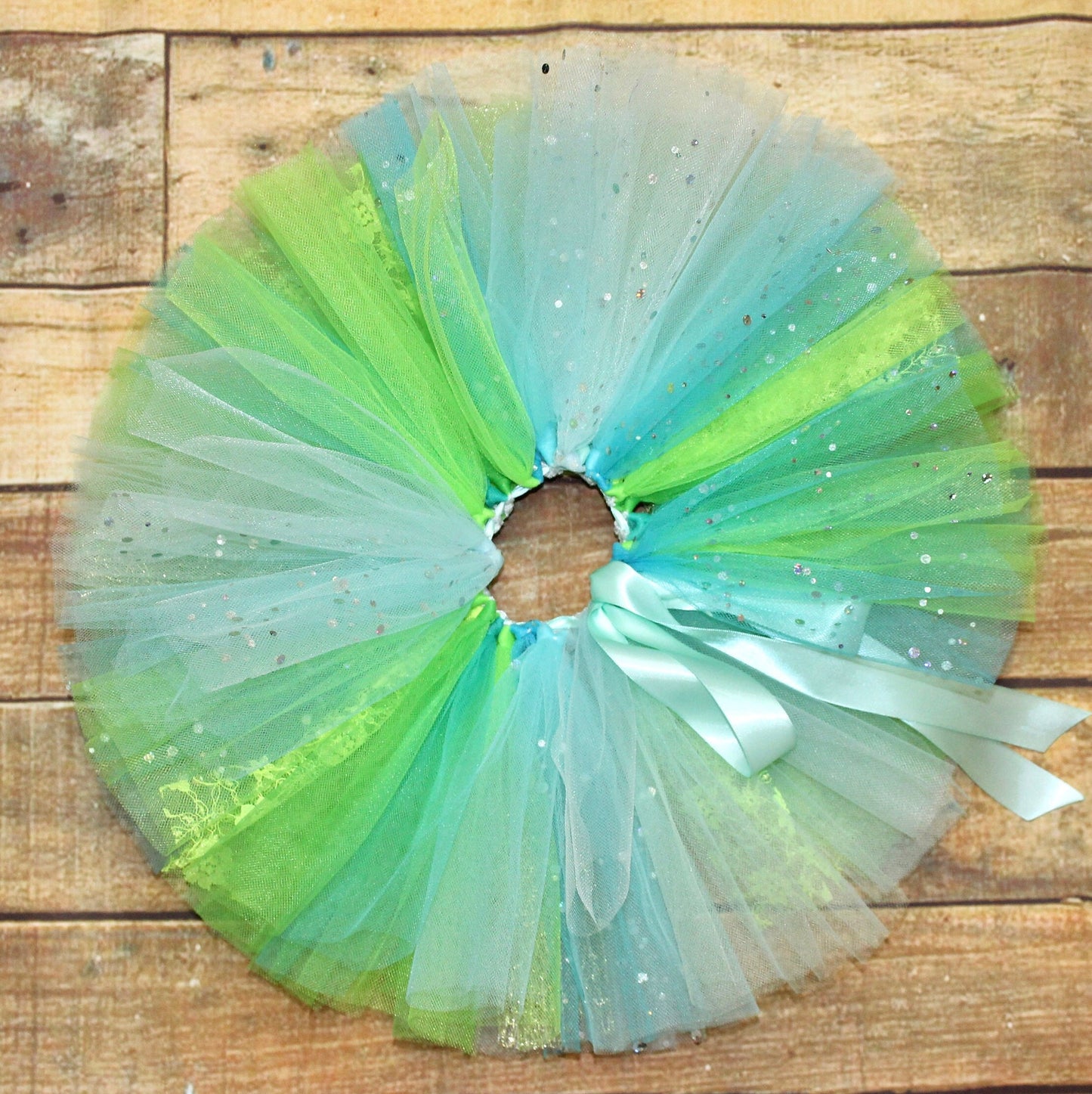 Green & Blue Tulle Tutu Skirt
