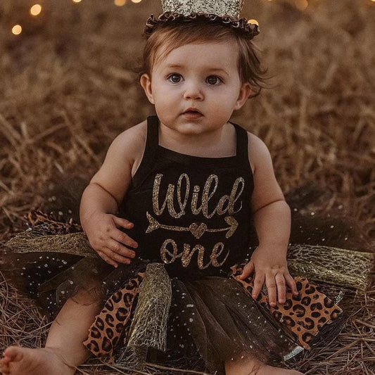 Girls Wild One  Cheetah 1st Birthday Outfit