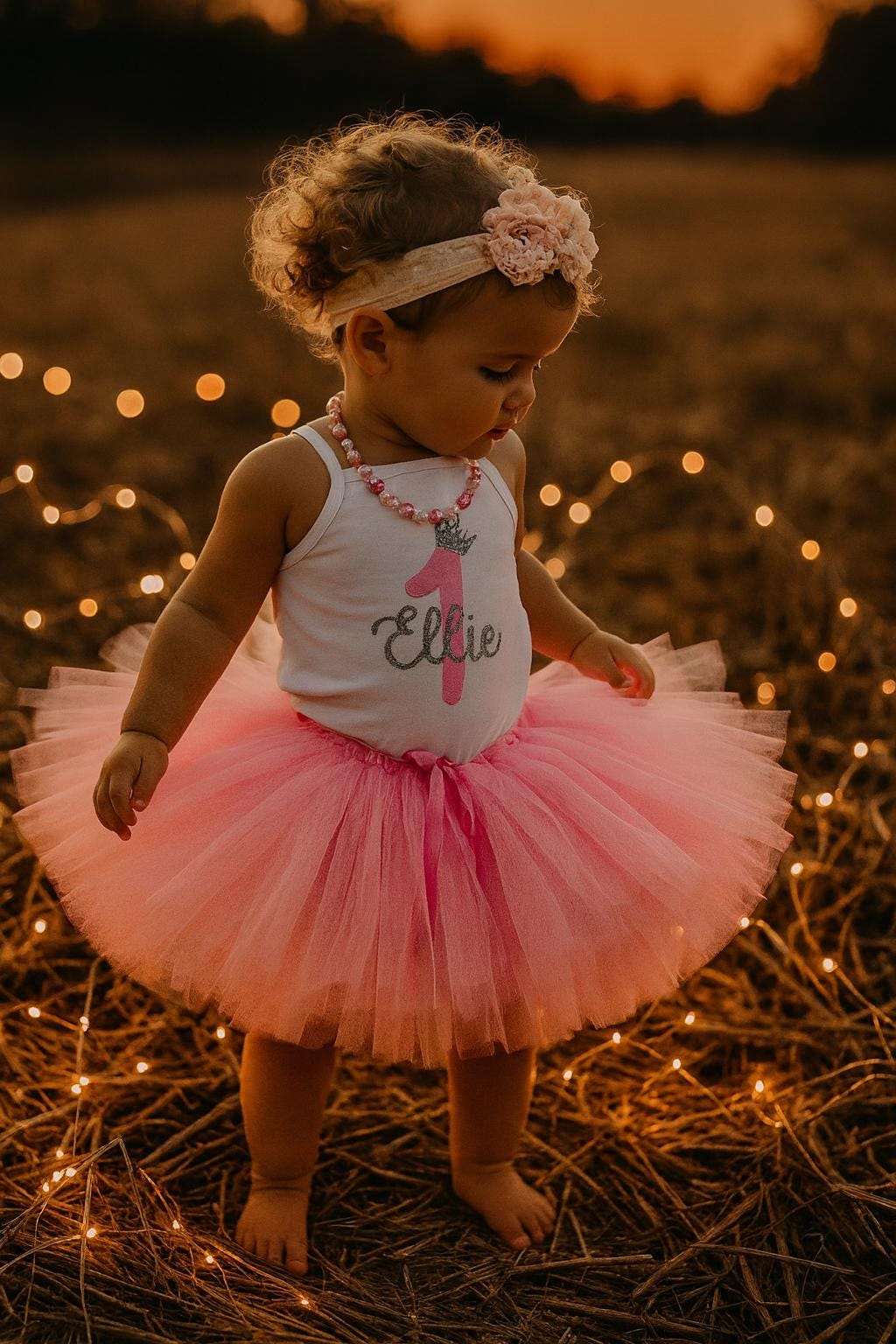 Personalised Girls 1st Birthday Tutu in Silver and Pink