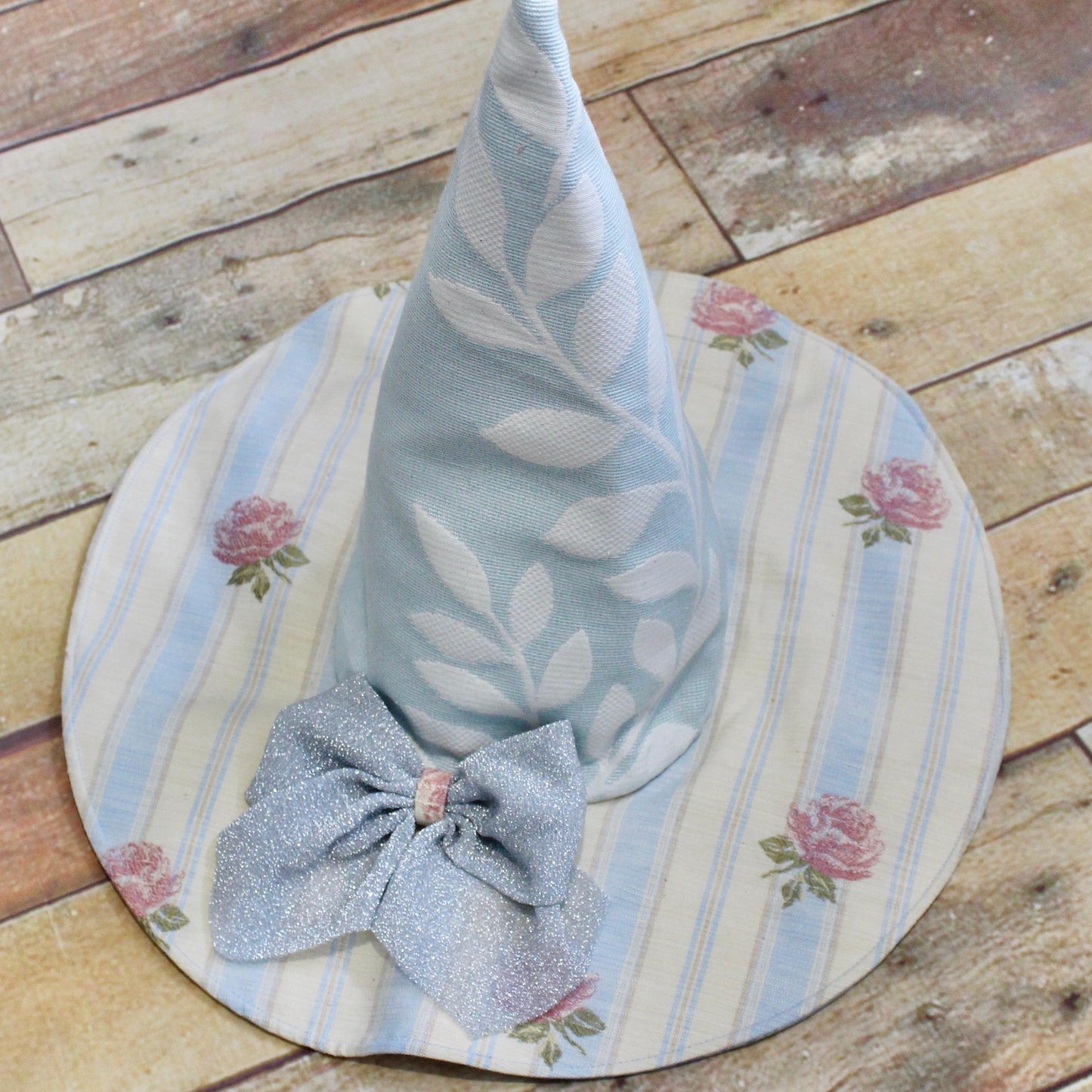 Girls Blue Floral Witch Hat
