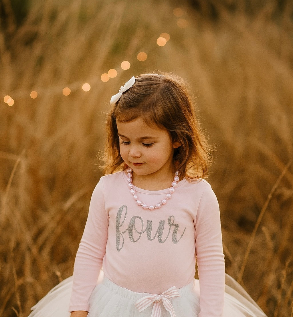 Pink & Silver Sparkle 4th Birthday Top