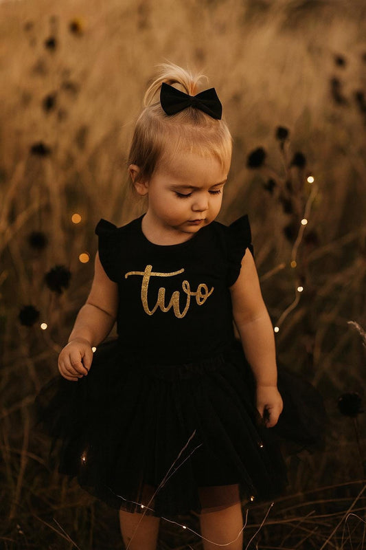 Girls 2nd Birthday T-Shirt in Black and Gold