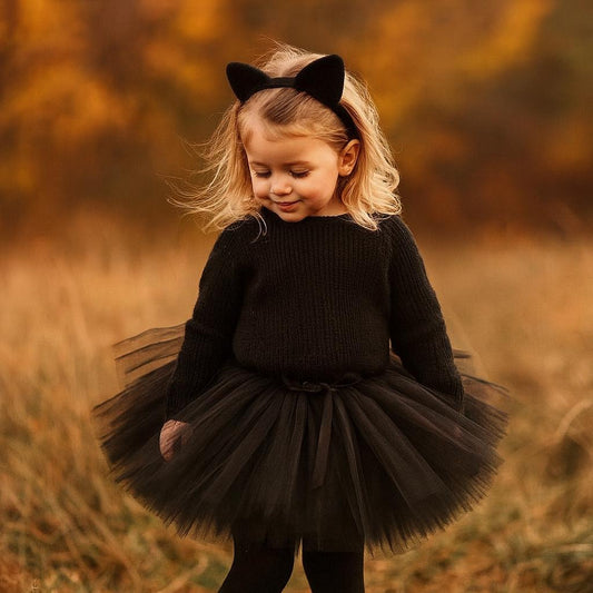 Girls Black Tutu Skirt - Black Cat Tutu