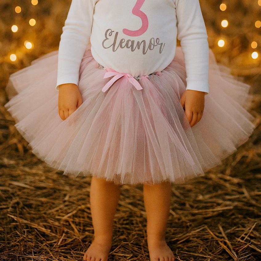 Pink & Grey Personalised 3rd Birthday Tutu Outfit