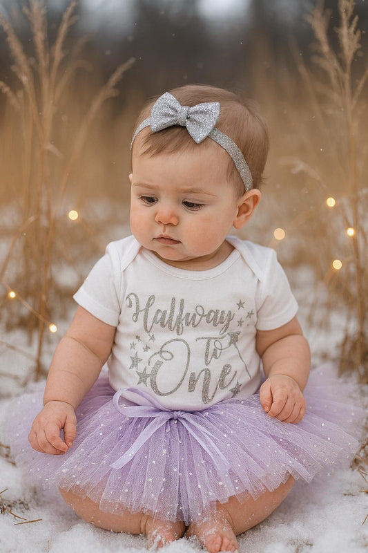 Fairy-Wand Half Birthday Outfit in Lilac and Silver