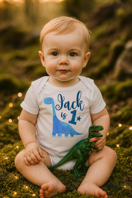 Personalised Boys Dinosaur 1st Birthday Vest