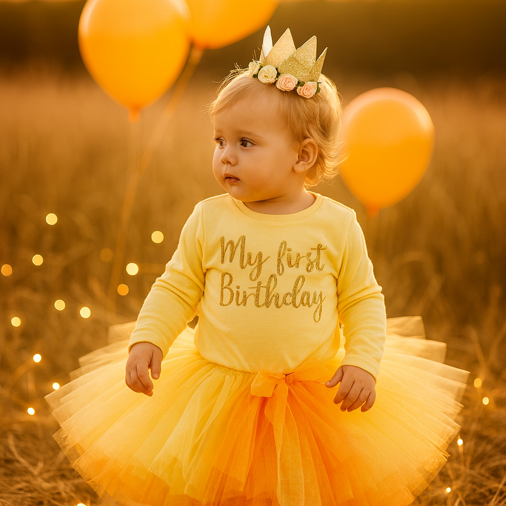 Orange and Yellow Ombre Girls 1st Birthday Tutu Outfit