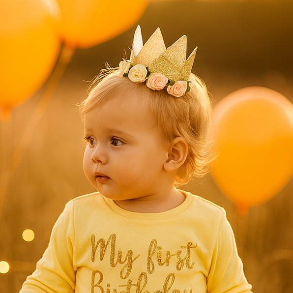 Gold Sparkle & Floral Crown