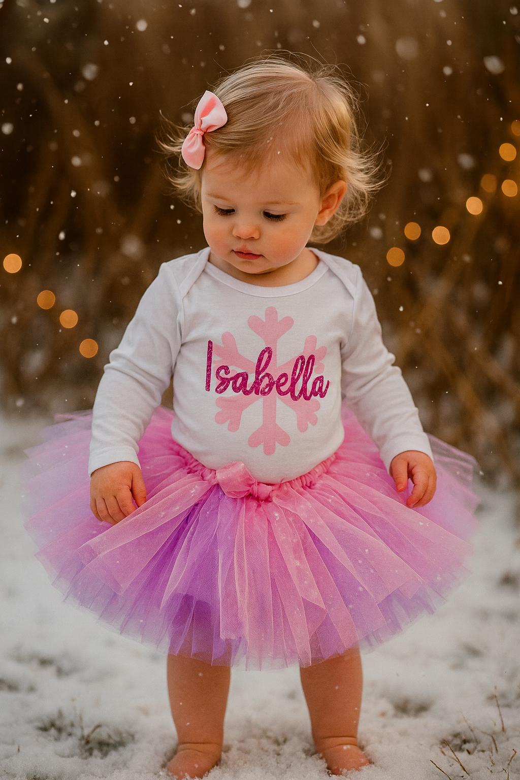 Personalised Pink Snowflake Tutu Set