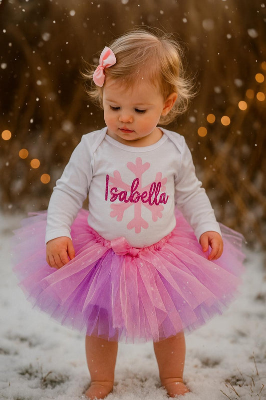 Personalised Pink Snowflake Tutu Set