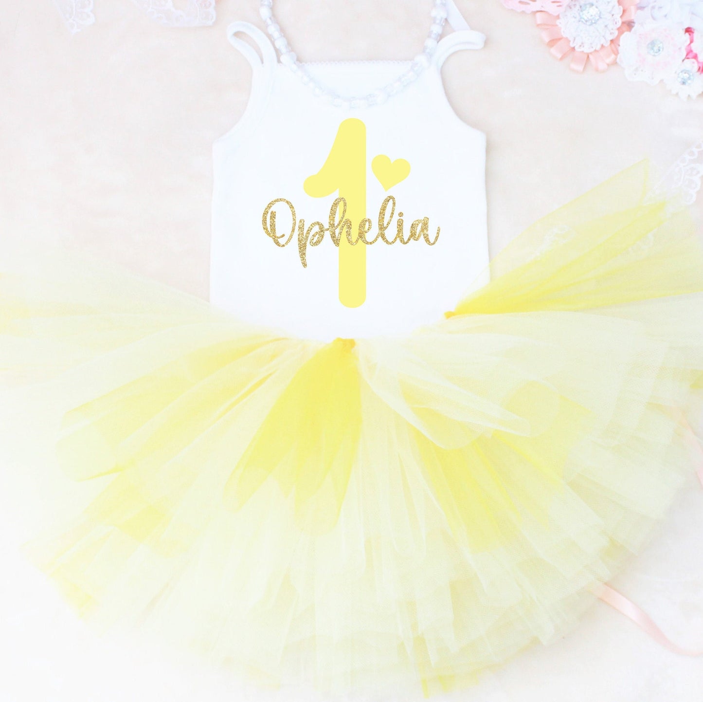 Personalised Yellow 1st Birthday Tutu Outfit