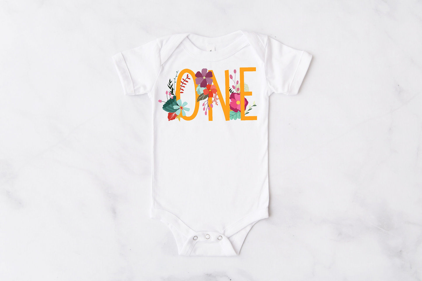 Orange Ombre Floral 1st Birthday Tutu Outfit