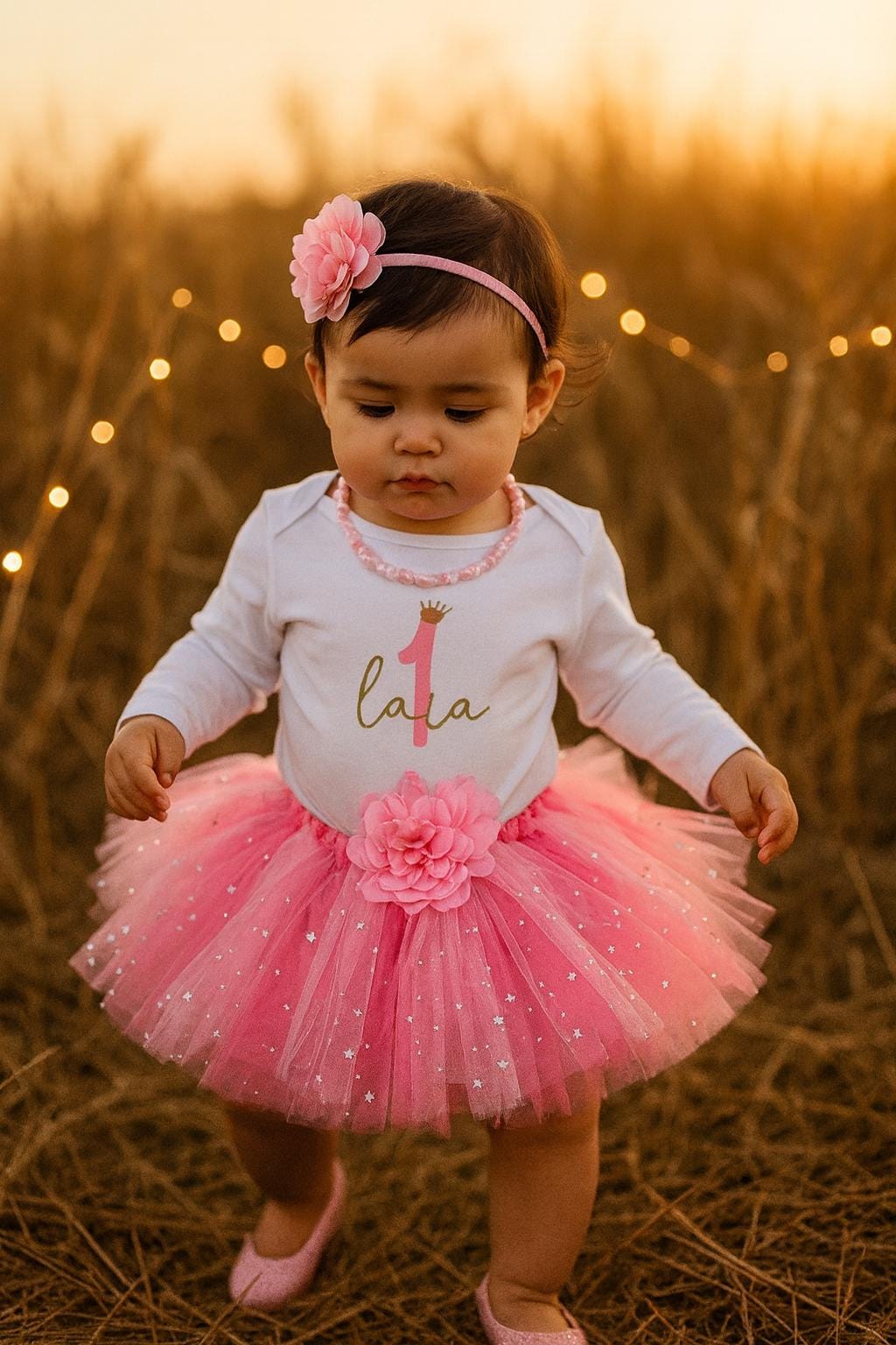 Personalised Girls 1st Birthday Pink Sparkle Tutu Outfit