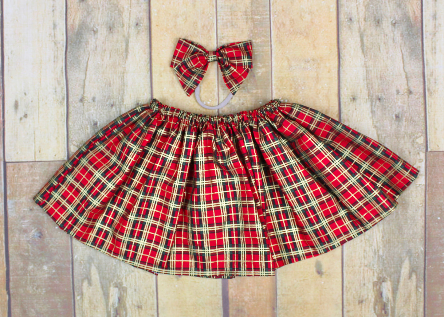 Personalised Girls Red Tartan Christmas Outfit