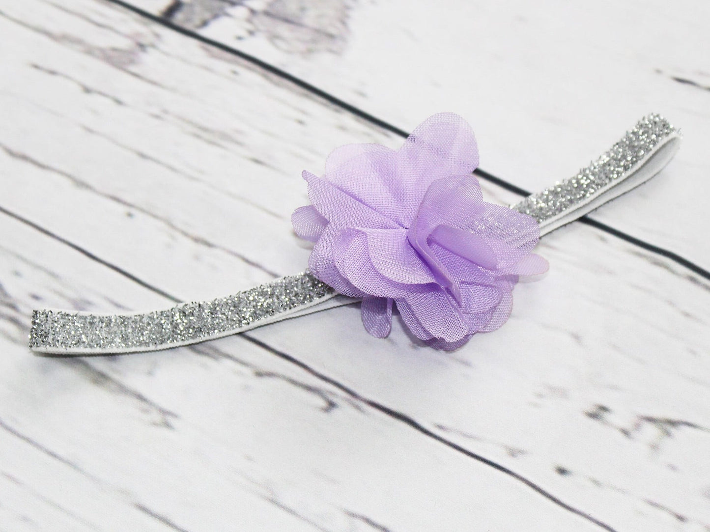 Girls Silver & Lilac Flower Headband