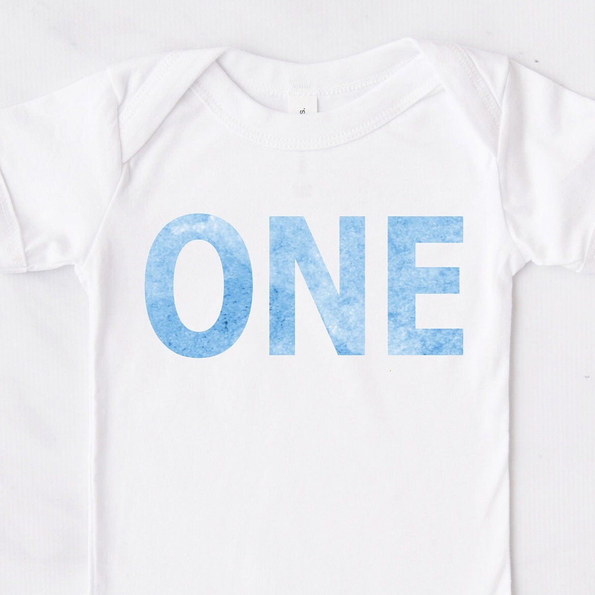 Watercolour Blue 1st Birthday Bodysuit