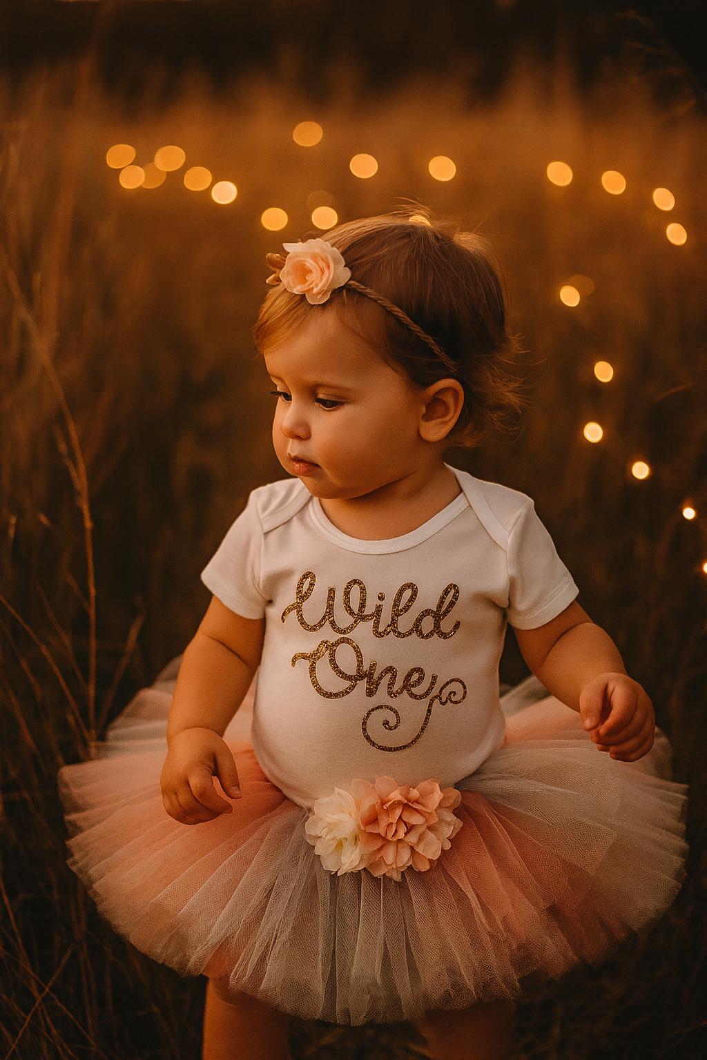 First Birthday Girls Wild One Peach & Blue Tutu Set