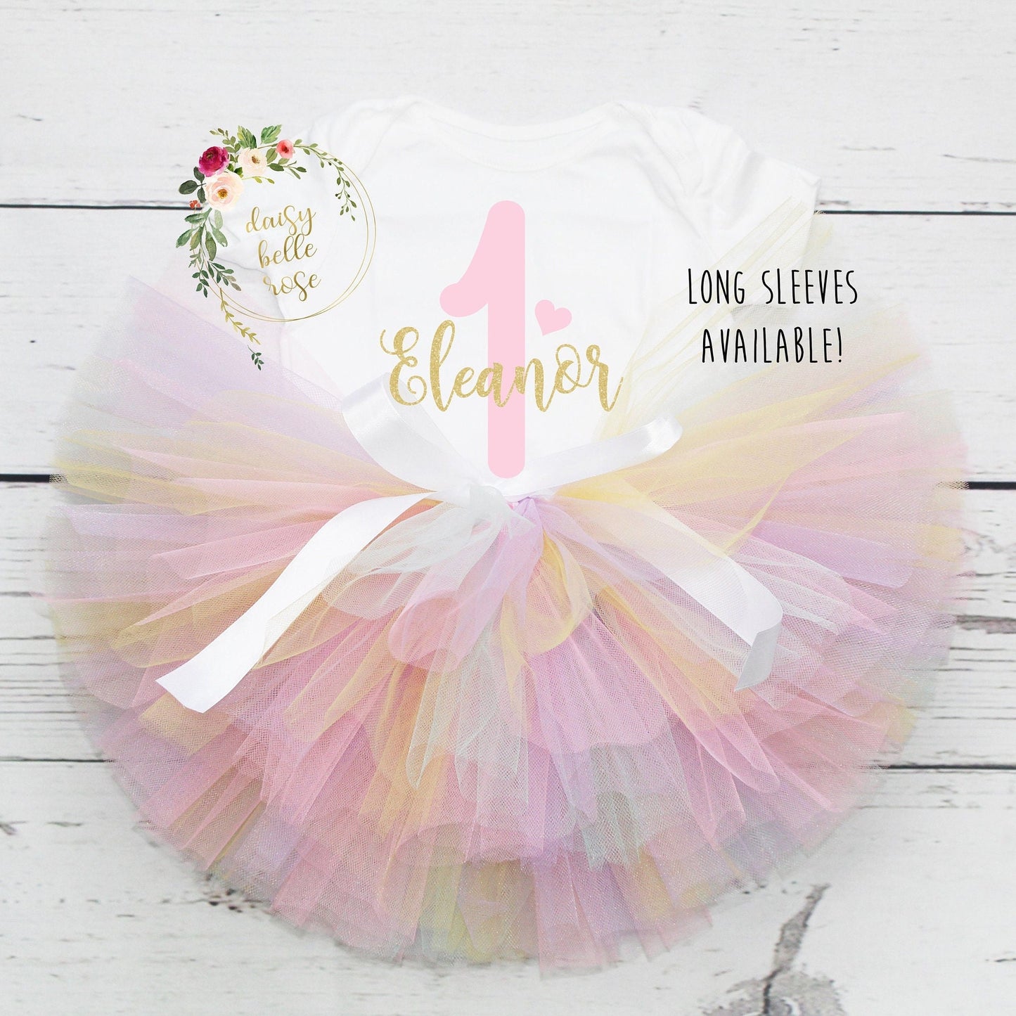 Personalised Pastel Rainbow 1st Birthday Tutu Outfit