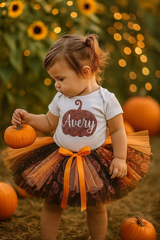 Personalised Baby Girls Pumpkin Tutu Outfit