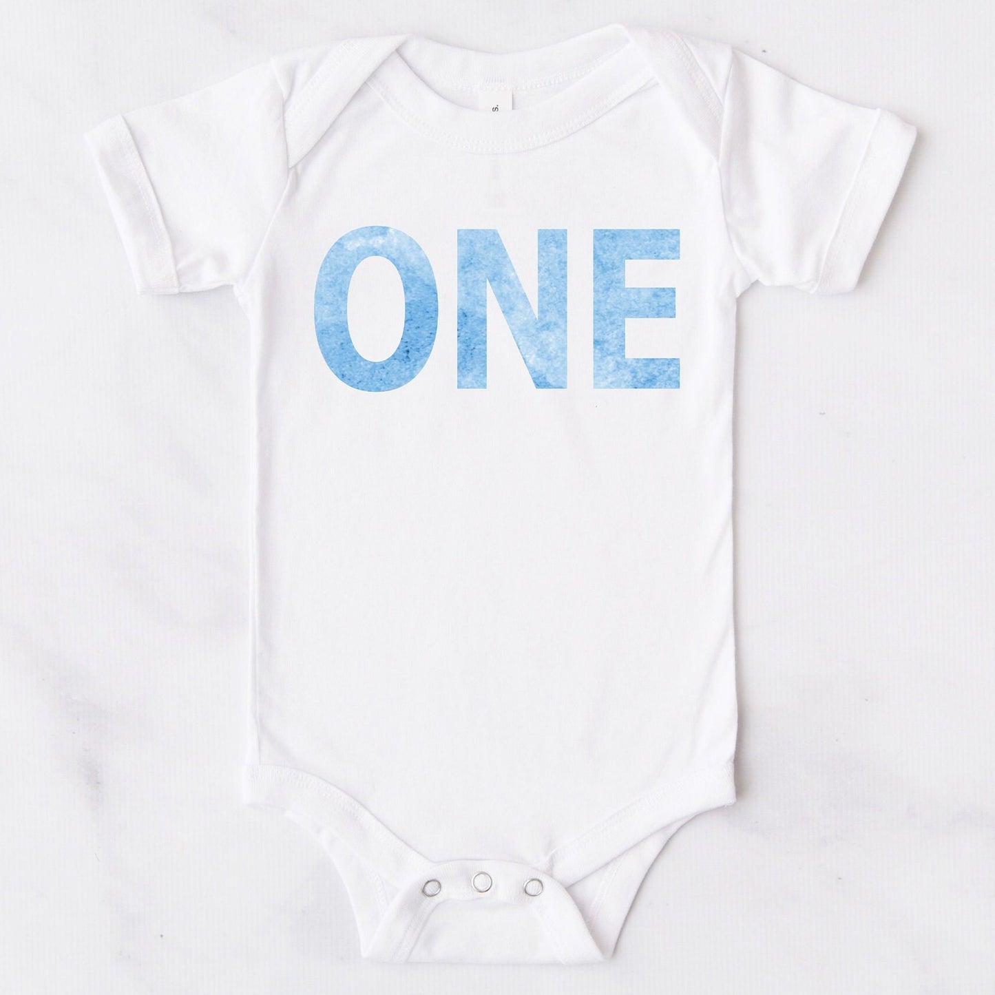 Watercolour Blue 1st Birthday Bodysuit