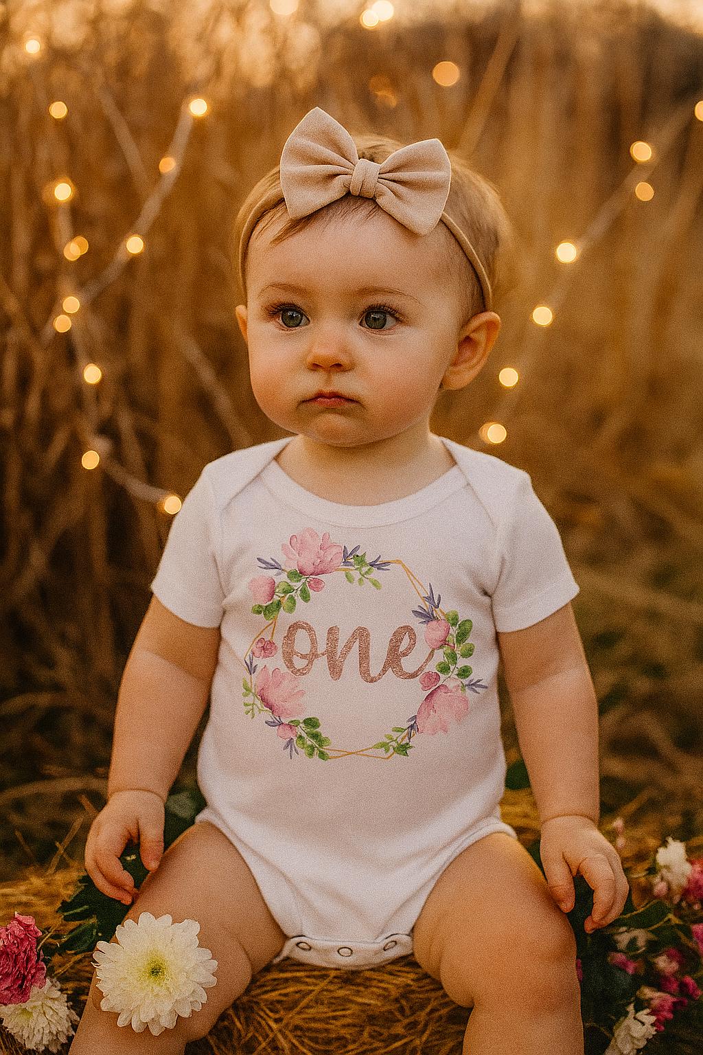 Floral Wreath 'One' Bodysuit